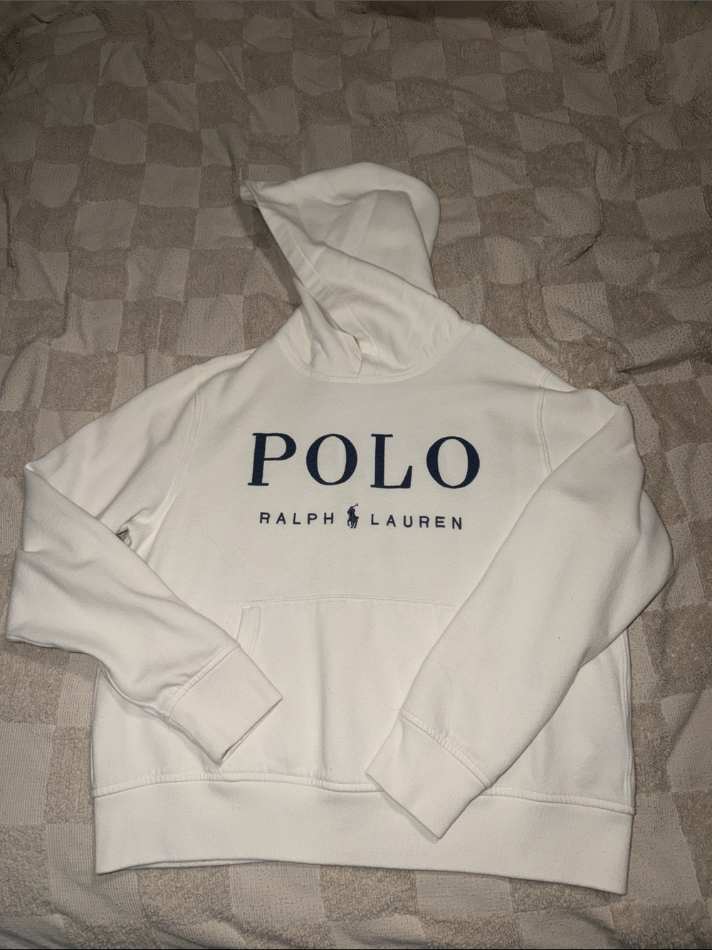 Polo by Ralph Lauren Off-White Hoodie with Navy Logo